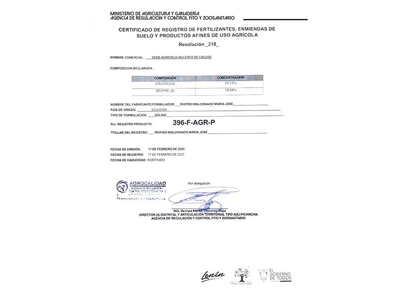 Certificado AgroCalidad